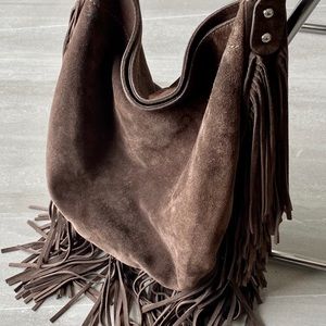 Stuart Weitzman boho suede bag 70s style